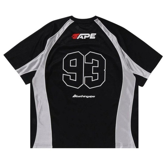 A BATHING APE SOLID CAMO JACQUARD MULTILOGO RELAXED FIT FOOTBALL JERSEY MENS